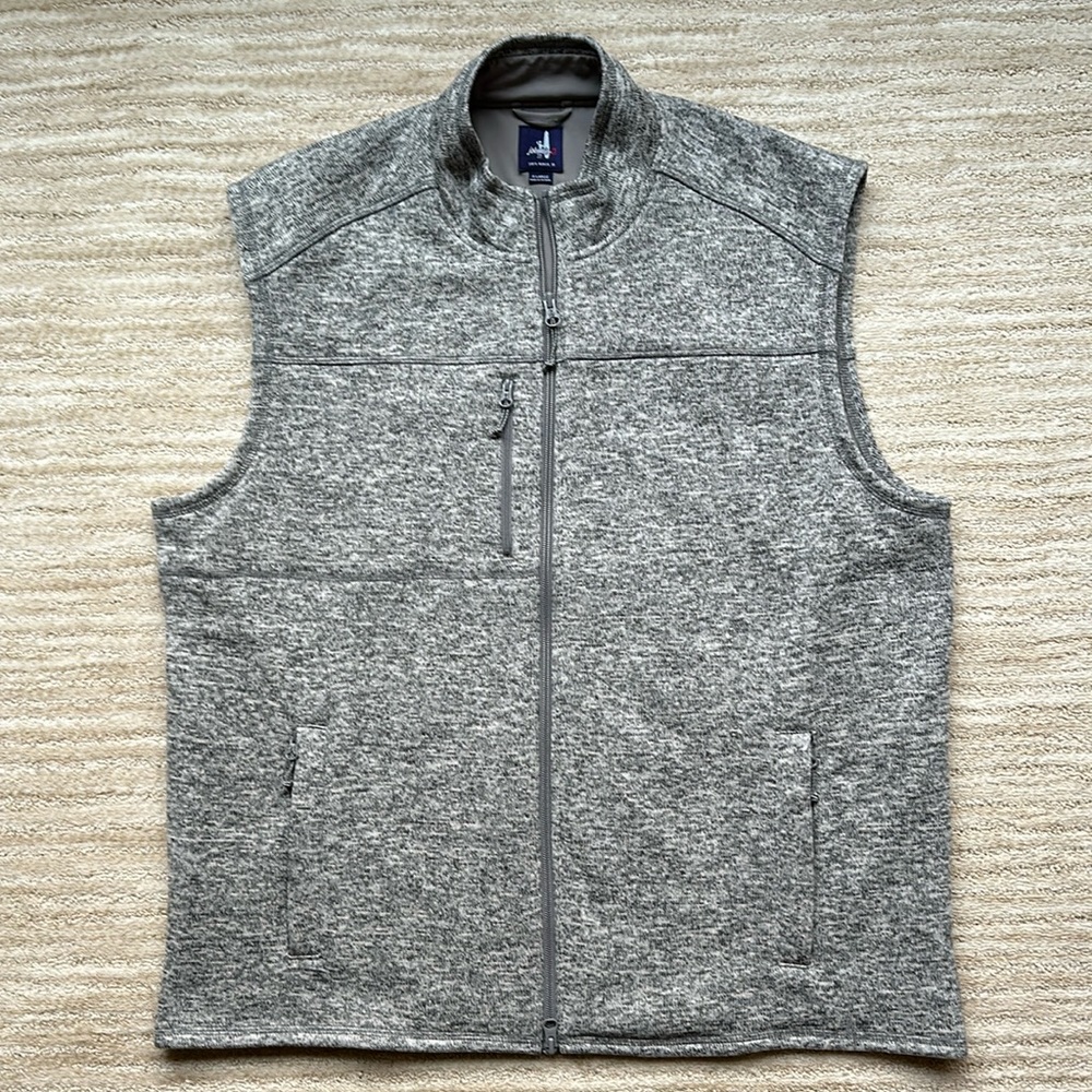 EUC Johnnie-O Wes Full Zip Fleece Vest Light Gray Size XL